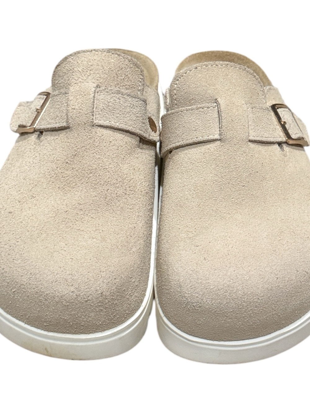 Women’s Project
cloud Beige Suede Slip-On Clogs with Buckle